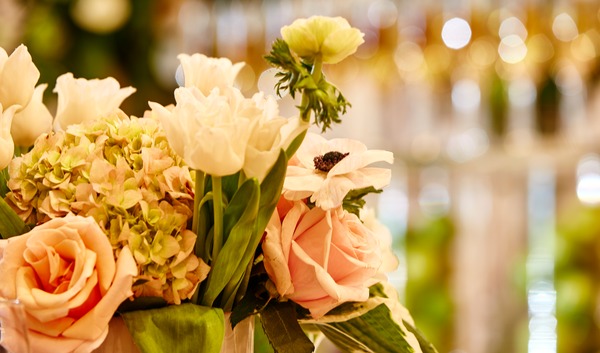 Delicate bouquet decorates a Sparkman Hillcrest reception room.