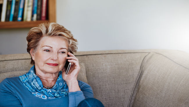 Woman calling on a phone to ask questions