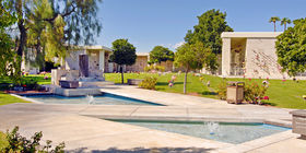 Water feature at Palm Downtown Mortuary & Cemetery