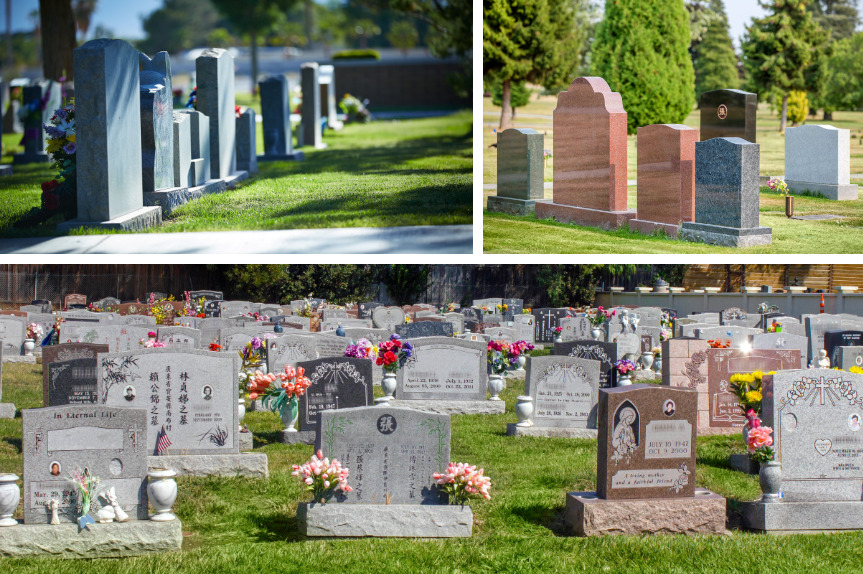 Photo collage of upright monuments