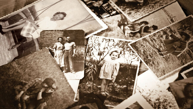 Vintage photos scattered