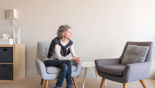 woman sitting alone