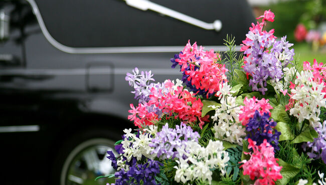 Hearse and Flowers